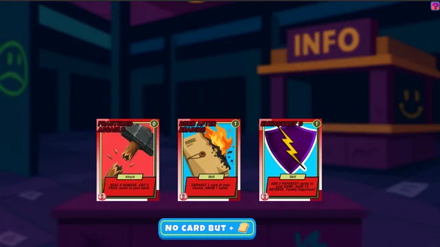 Mall Mayhem reward selection offering three different cards or the option to take bread instead.
